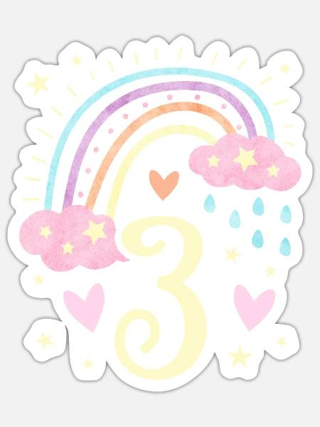 Geburtstag 3 Mädchen Regenbogen Fee Drei 3 Jahre - Sticker Größe S (10 x 10 cm) - Mattweiß