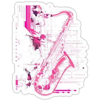 Saxophonist Skizze - Sticker Größe S (10 x 10 cm) - Mattweiß - Vorne