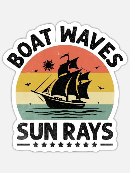 Boot Wellen Sonnenstrahlen Paddelboot - Sticker Größe S (10 x 10 cm) - Mattweiß