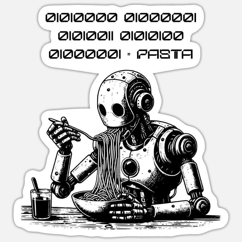 Binary Pasta Code Robot - Sticker size S (10 x 10 cm) - white matte