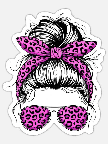 Cool Mom Life Messy Bun Mama Muttertag - Sticker Größe S (10 x 10 cm) - Mattweiß