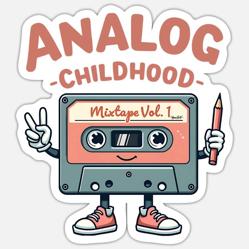 Conception de cassettes de mixtape analogiques d’enfance Sticker taille S (10 x 10 cm)