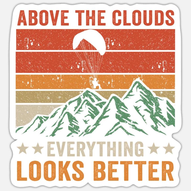 Über den Wolken Paramotor-Enthusiast - Sticker Größe S (10 x 10 cm) - Mattweiß