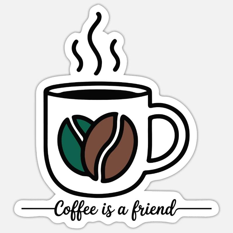 KAFFEE IST EIN FREUND - Sticker Größe S (10 x 10 cm) - Mattweiß
