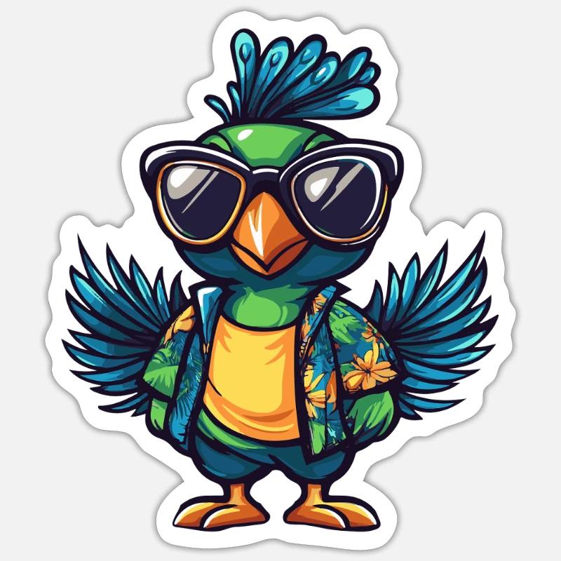 Peacock Bird Comic Cool Summer Sticker size S (10 x 10 cm)