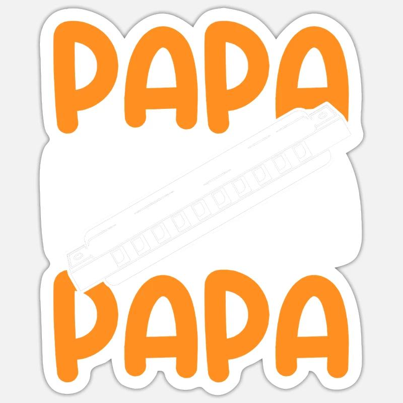 Harmonica Papa Père Harmonica - Sticker taille S (10 x 10 cm) - blanc mat