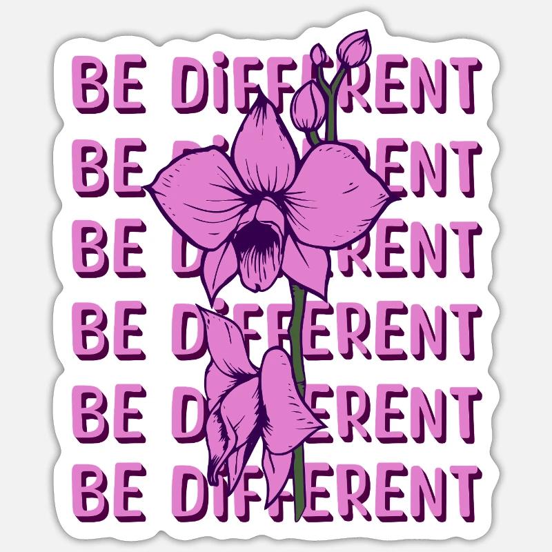 BE DIFFERENT - Orchidée Fleur Amour Positivité Sticker taille S (10 x 10 cm)