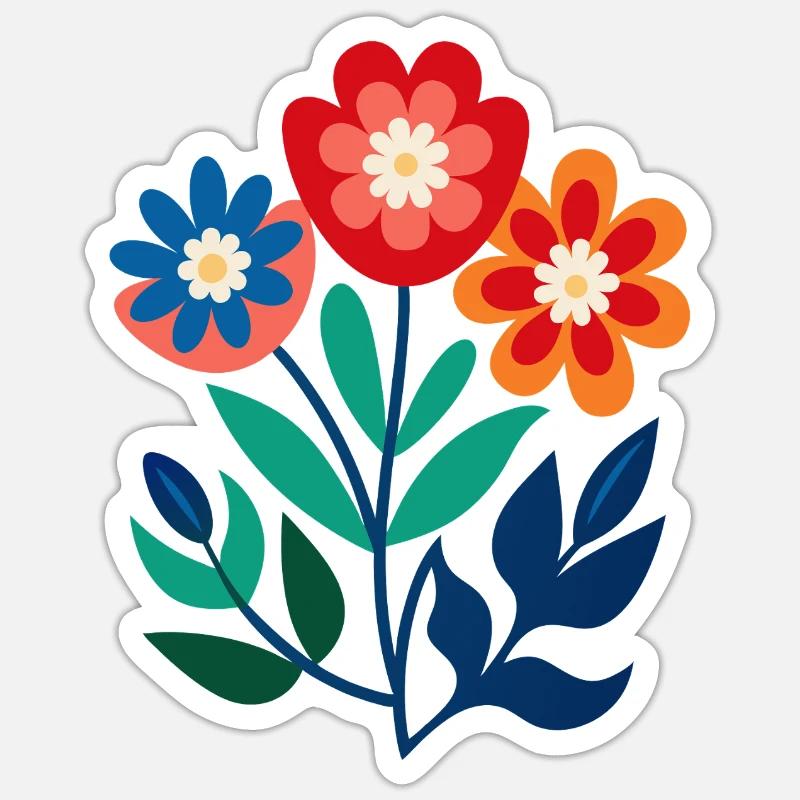 Blumen - Frühling - Sommer - Blüten - Sticker Größe S (10 x 10 cm) - Mattweiß