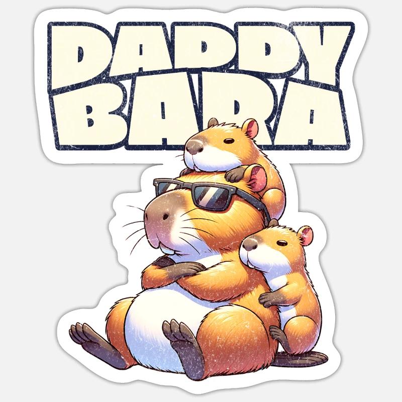 Daddybara Capybara Father Dad - Sticker size S (10 x 10 cm) - white matte