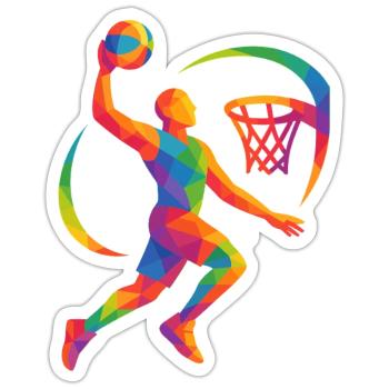 Polygon Basketballspieler - Sticker Größe S (10 x 10 cm) - Mattweiß - Vorne