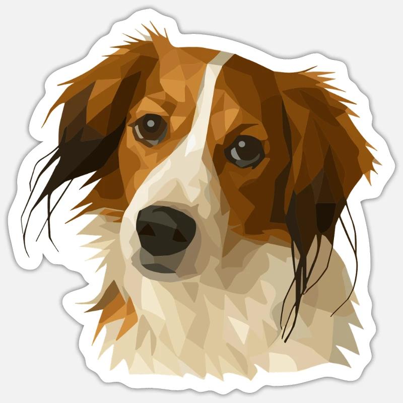 Kooikerhondje en style polygone - Sticker taille S (10 x 10 cm) - blanc mat