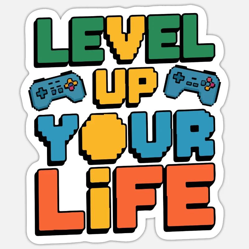 Level Up Your Life - Sticker size S (10 x 10 cm) - white matte
