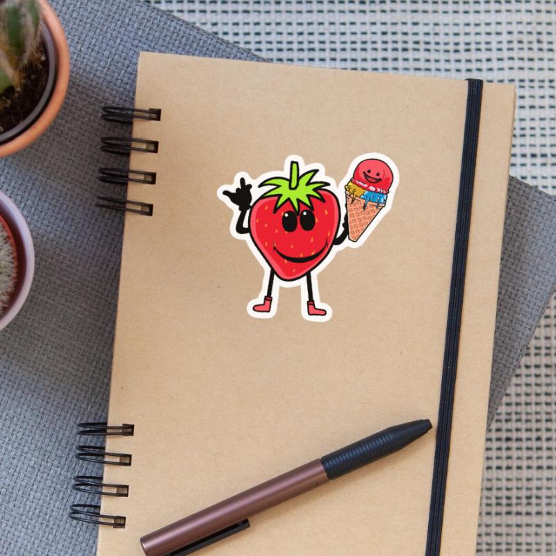 Erdbeerer Erdbeere Eis Eiscrem Eiskrem Kinder Sticker Größe S (10 x 10 cm)