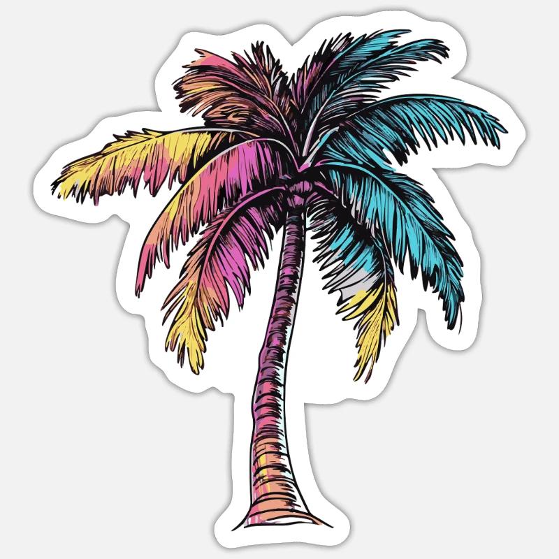 Palm Tree Multicolored Sticker size S (10 x 10 cm)