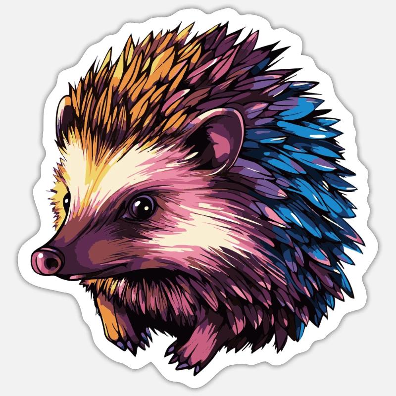 Igel Bunt - Sticker Größe S (10 x 10 cm) - Mattweiß