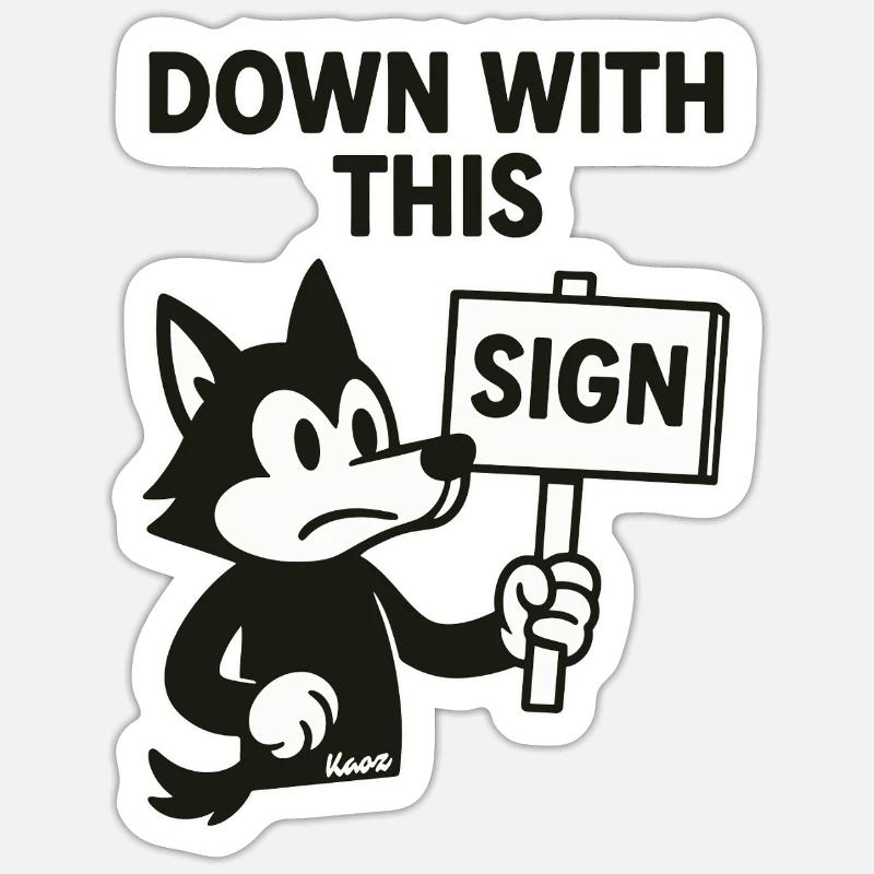 Protest Wolf: Down with this sign Sticker size S (10 x 10 cm)