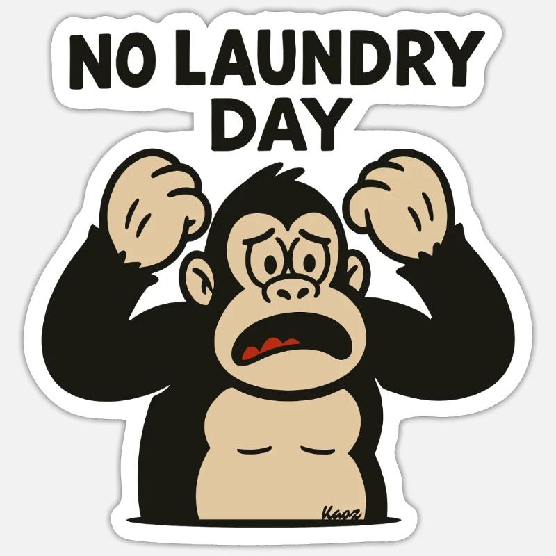 Monkey throwing a tantrum at laundry day failure Sticker size S (10 x 10 cm)