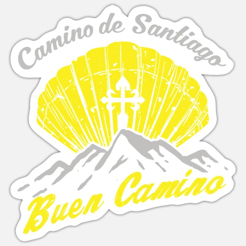 Chemin de Saint-Jacques buen camino pilgrim shell - Sticker taille S (10 x 10 cm) - blanc mat