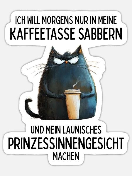 Launisches Prinzessinnengesicht am Morgen - Sticker Größe S (10 x 10 cm) - Mattweiß