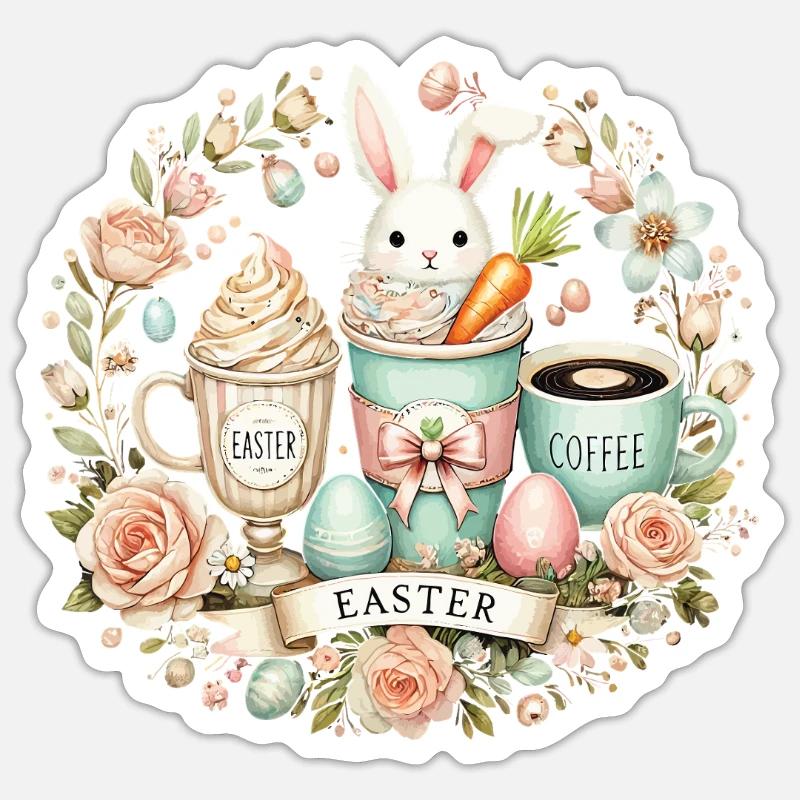 Easter Bunny Coffee Easter Latte Macchiato Design Sticker size S (10 x 10 cm)