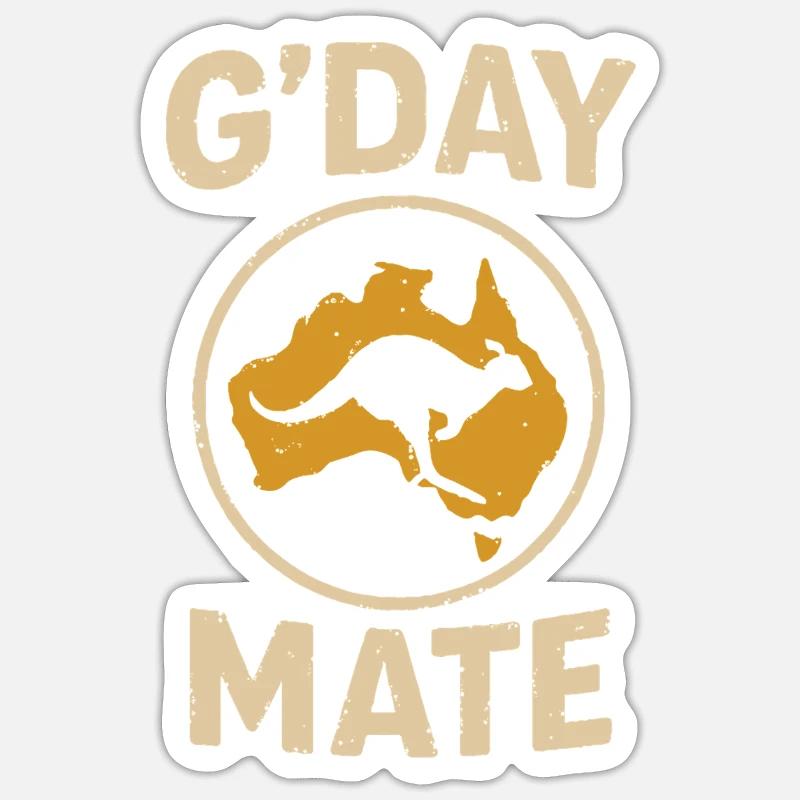 G’day mate – Salutation australienne - Sticker taille S (10 x 10 cm) - blanc mat