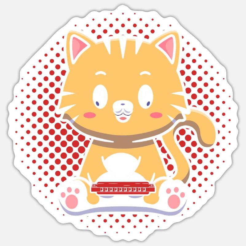 Harmonica Chat Chat Harmonica - Sticker taille S (10 x 10 cm) - blanc mat