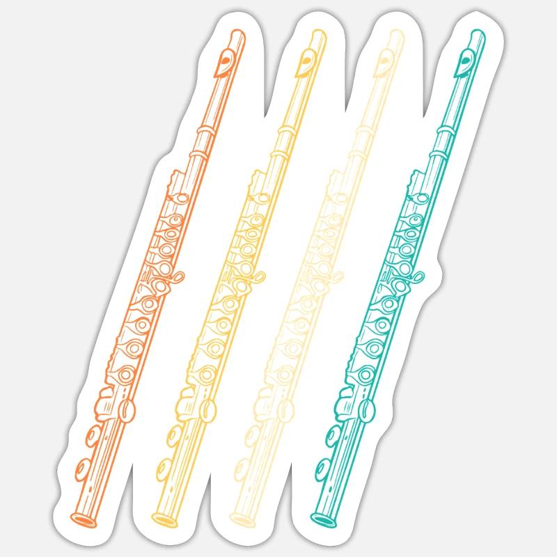 Flötist Evolution Querflöte - Sticker Größe S (10 x 10 cm) - Mattweiß