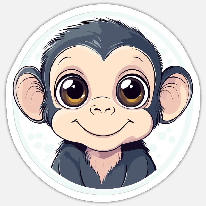 Drôle de bébé singe - Sticker taille S (10 x 10 cm) - blanc mat