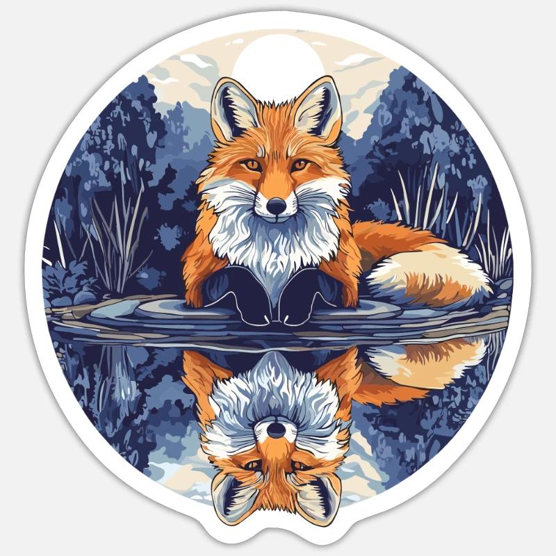 Fuchs mit Spiegelbild Sticker Größe S (10 x 10 cm)