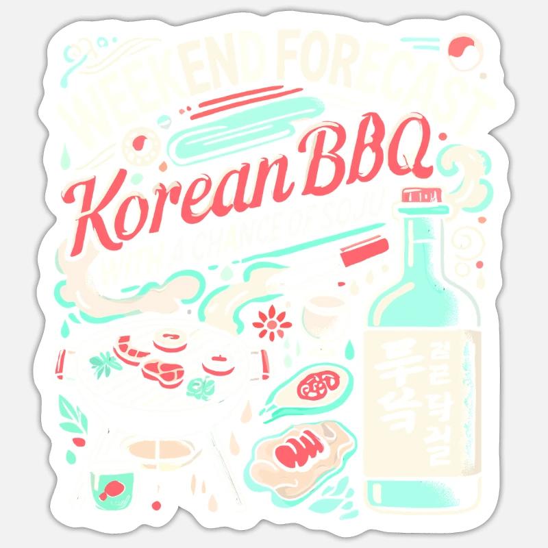 Wochenendvorhersage Koreanisches BBQ mit einer Sticker Größe S (10 x 10 cm)