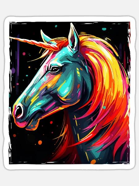 Einhorn Porträt - Sticker Größe S (10 x 10 cm) - Mattweiß
