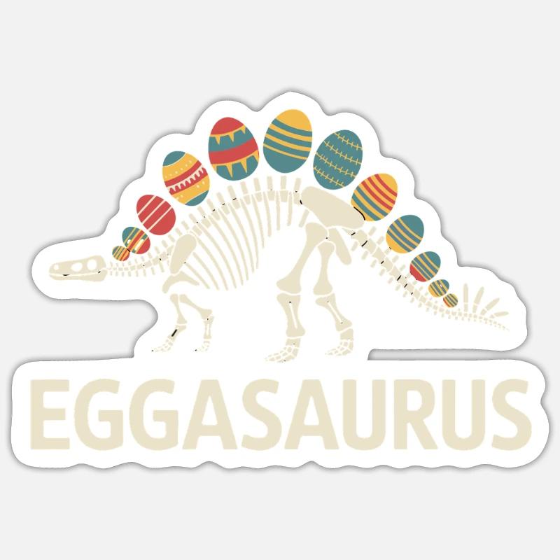 Squelette de dinosaure Eggasaurus avec des œufs de Pâques - Sticker taille S (10 x 10 cm) - blanc mat