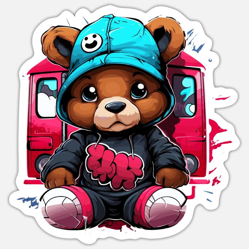 Ours streetstyle devant le train Sticker taille S (10 x 10 cm)