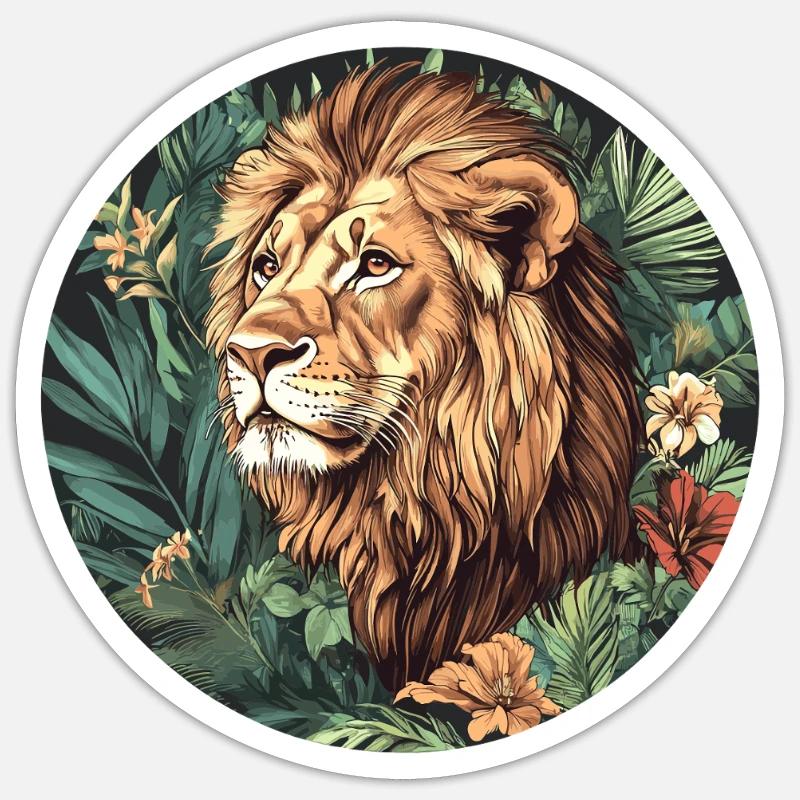 Löwe im Dschungel - Sticker Größe S (10 x 10 cm) - Mattweiß