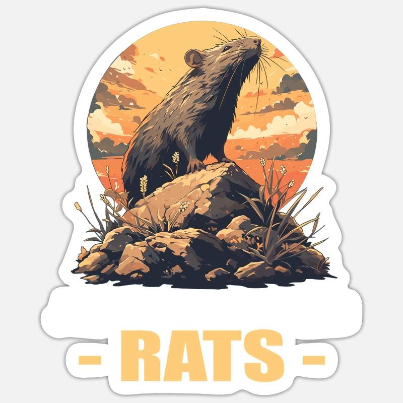 Ratten Ratte - Sticker Größe S (10 x 10 cm) - Mattweiß
