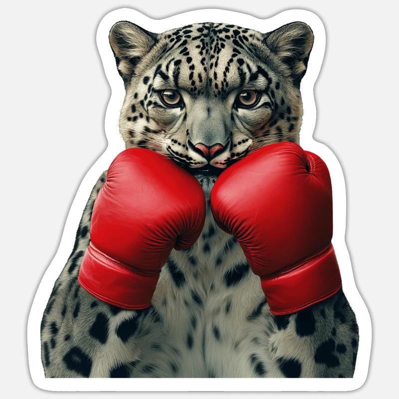 Schneeleopard - Sticker Größe S (10 x 10 cm) - Mattweiß