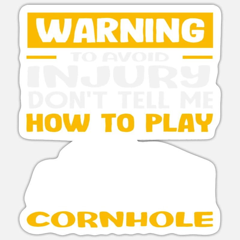 Attention, évitez les blessures, joueurs de Cornhole Sticker taille S (10 x 10 cm)