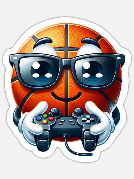 Basketball Gamer - Sticker Größe S (10 x 10 cm) - Mattweiß