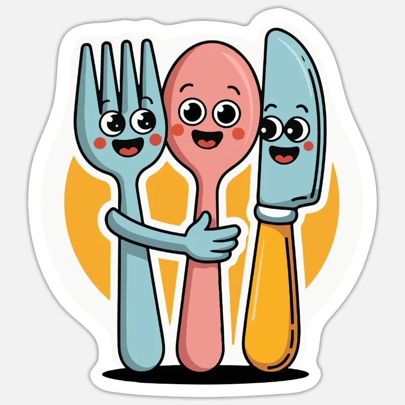FOURCHETTES, COUTEAUX ET CUILLÈRES - Sticker taille S (10 x 10 cm) - blanc mat