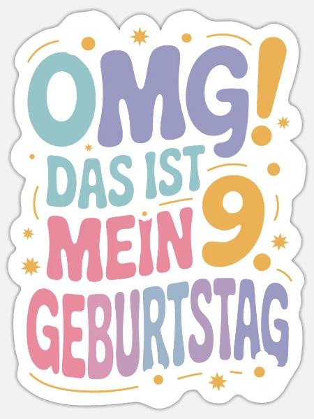 9. Geburtstag Mädchen Das Ist Mein 9. Geburtstag - Sticker Größe S (10 x 10 cm) - Mattweiß