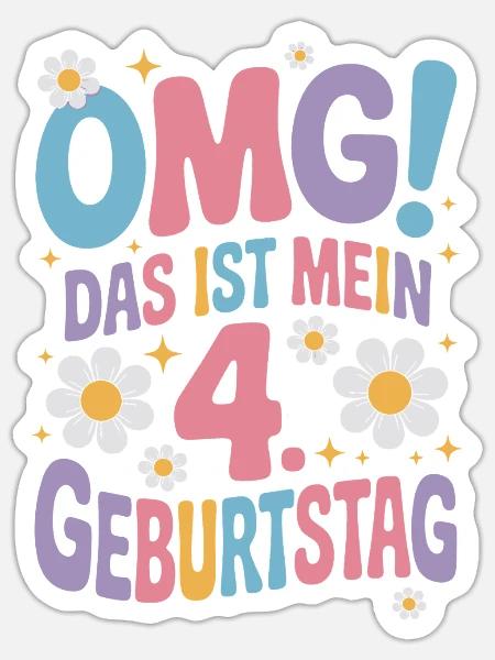 4. Geburtstag Mädchen Das Ist Mein 4. Geburtstag - Sticker Größe S (10 x 10 cm) - Mattweiß