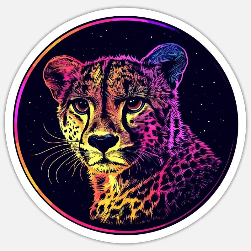 Léopard dans le ciel étoilé Sticker taille S (10 x 10 cm)