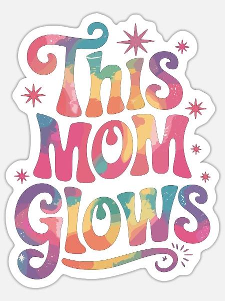 Stolze Mama mit Glow Effekt - Sticker Größe S (10 x 10 cm) - Mattweiß
