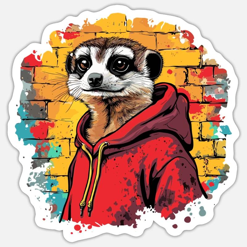 Cooles Erdmännchen Sticker Größe S (10 x 10 cm)