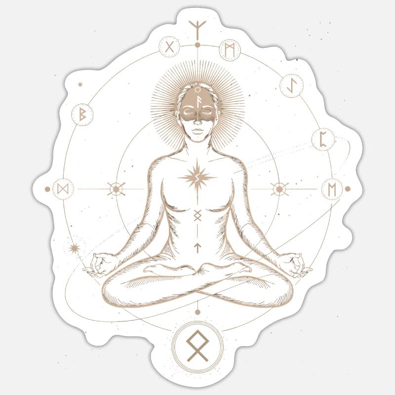Runic Astral Alignment | Meditative Art Print - Sticker size S (10 x 10 cm) - white matte