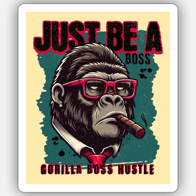 Gorilla - Sticker Größe S (10 x 10 cm) - Mattweiß