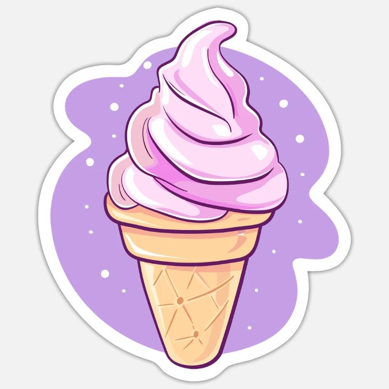 Pinkes Softeis - Sticker Größe S (10 x 10 cm) - Mattweiß