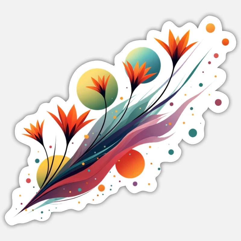 Abstract Floral Flow - Sticker size S (10 x 10 cm) - white matte