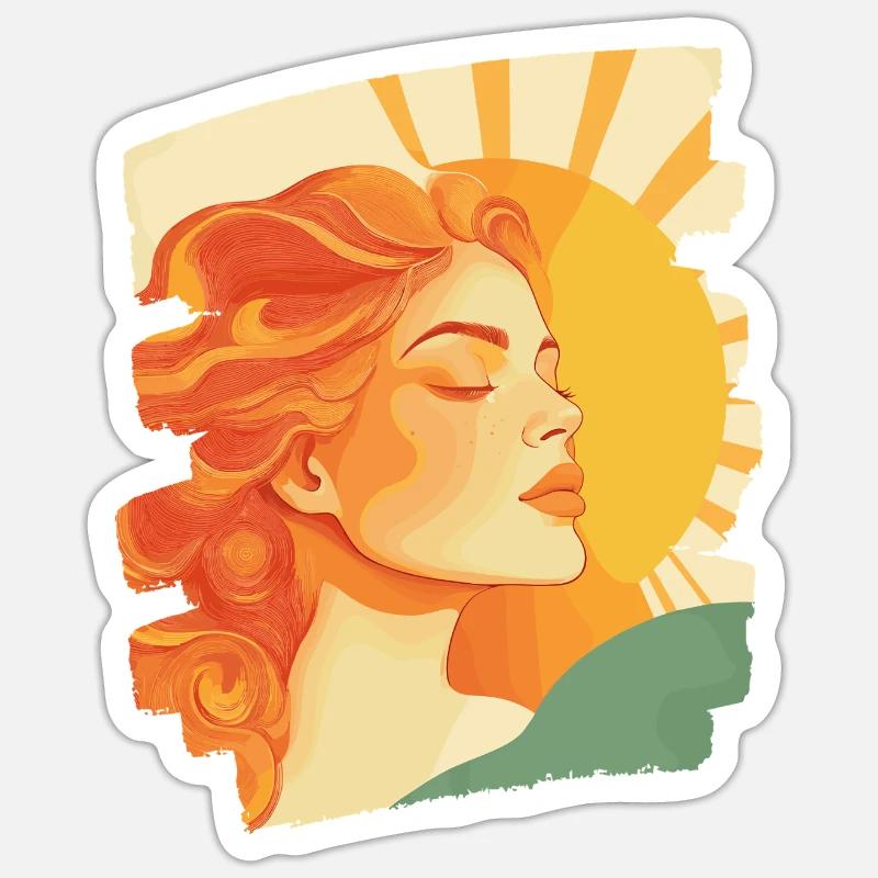 Soleil d’été Rétro - Sticker taille S (10 x 10 cm) - blanc mat
