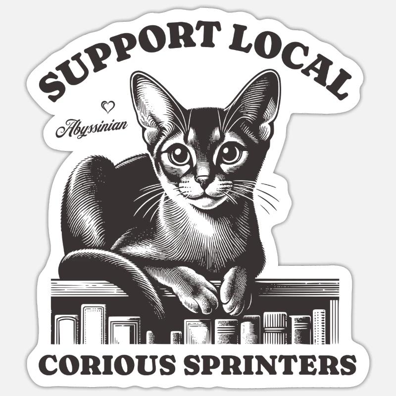 Katze Support Local Abyssinian - Sticker Größe S (10 x 10 cm) - Mattweiß